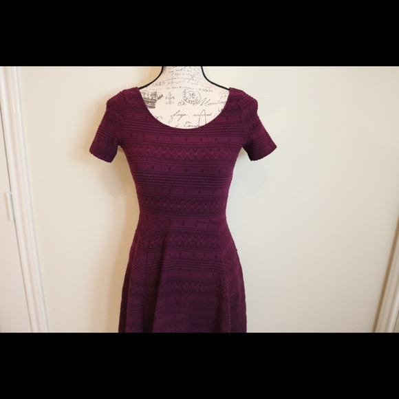 New fitted waist knit jersey skater purple dress - Picture 5 of 8